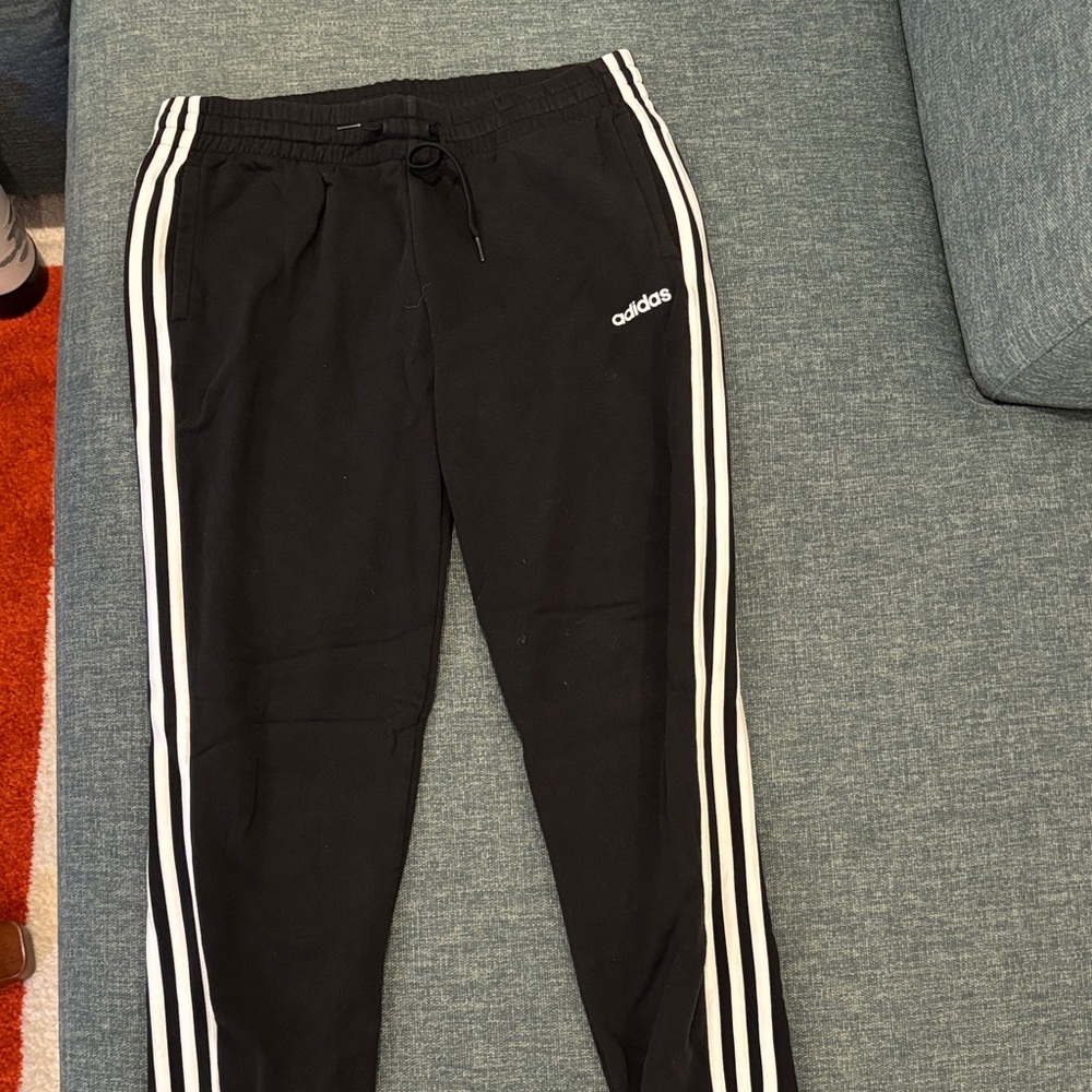 Adidas Black Joggers with White Accents